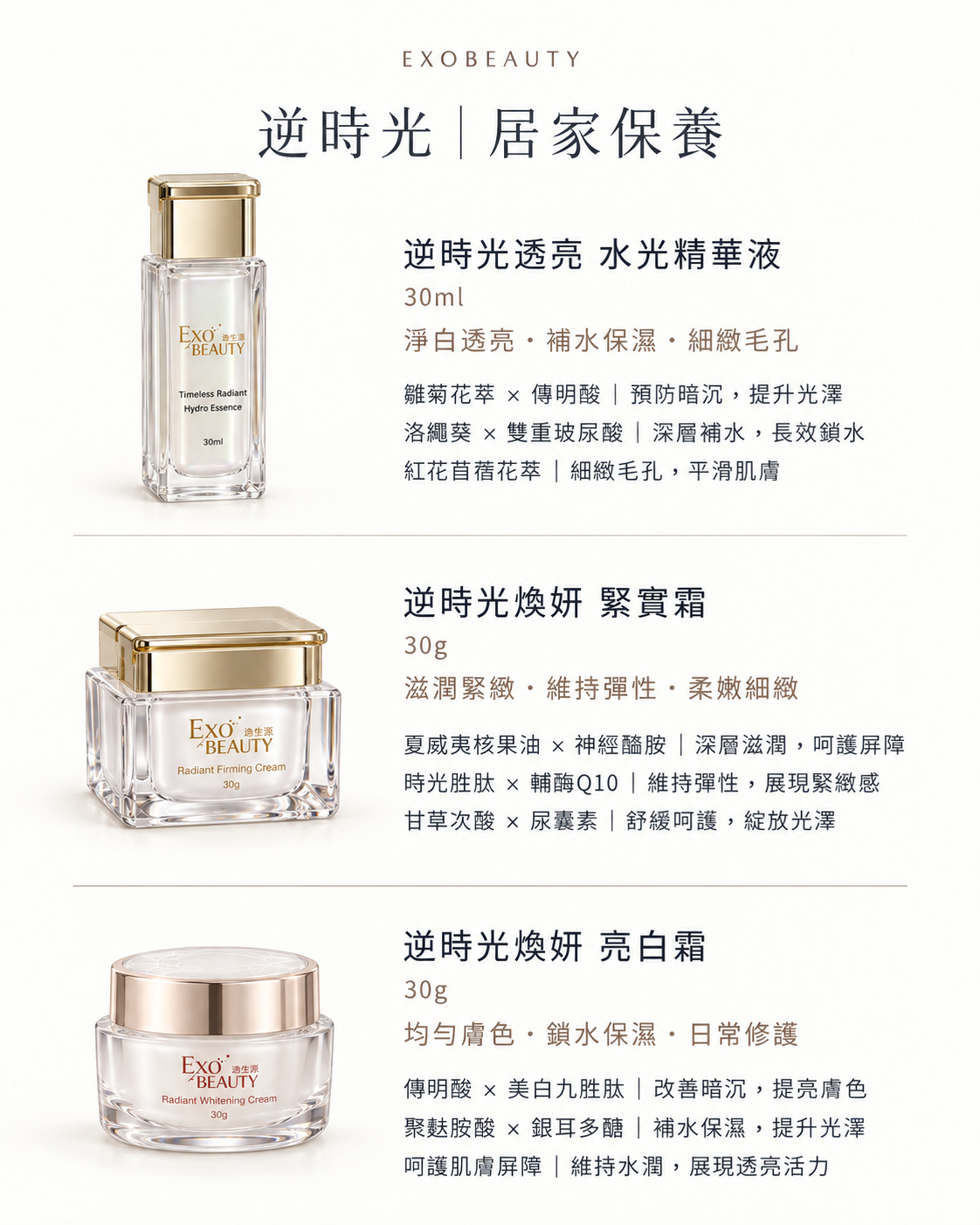 EXO BEAUTY奐生源 逆時光透亮水光精華液
